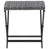Folding Stool Poly Rattan Grey - Front View