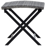 Folding Stool Poly Rattan Grey - Side View