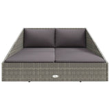 Garden Bed Grey 110x200 cm Poly Rattan - Side View