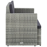 2 Seater Garden Sofa with Cushions Grey Poly Rattan - Side View