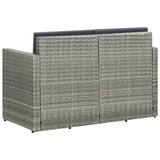 2 Seater Garden Sofa with Cushions Grey Poly Rattan - Top-Down View