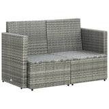 2 Seater Garden Sofa with Cushions Grey Poly Rattan - 45-Degree Angle