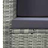 2 Seater Garden Sofa with Cushions Grey Poly Rattan - Rear View