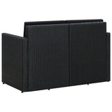2 Seater Garden Sofa with Cushions Black Poly Rattan - Top-Down View