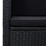 2 Seater Garden Sofa with Cushions Black Poly Rattan - Rear View