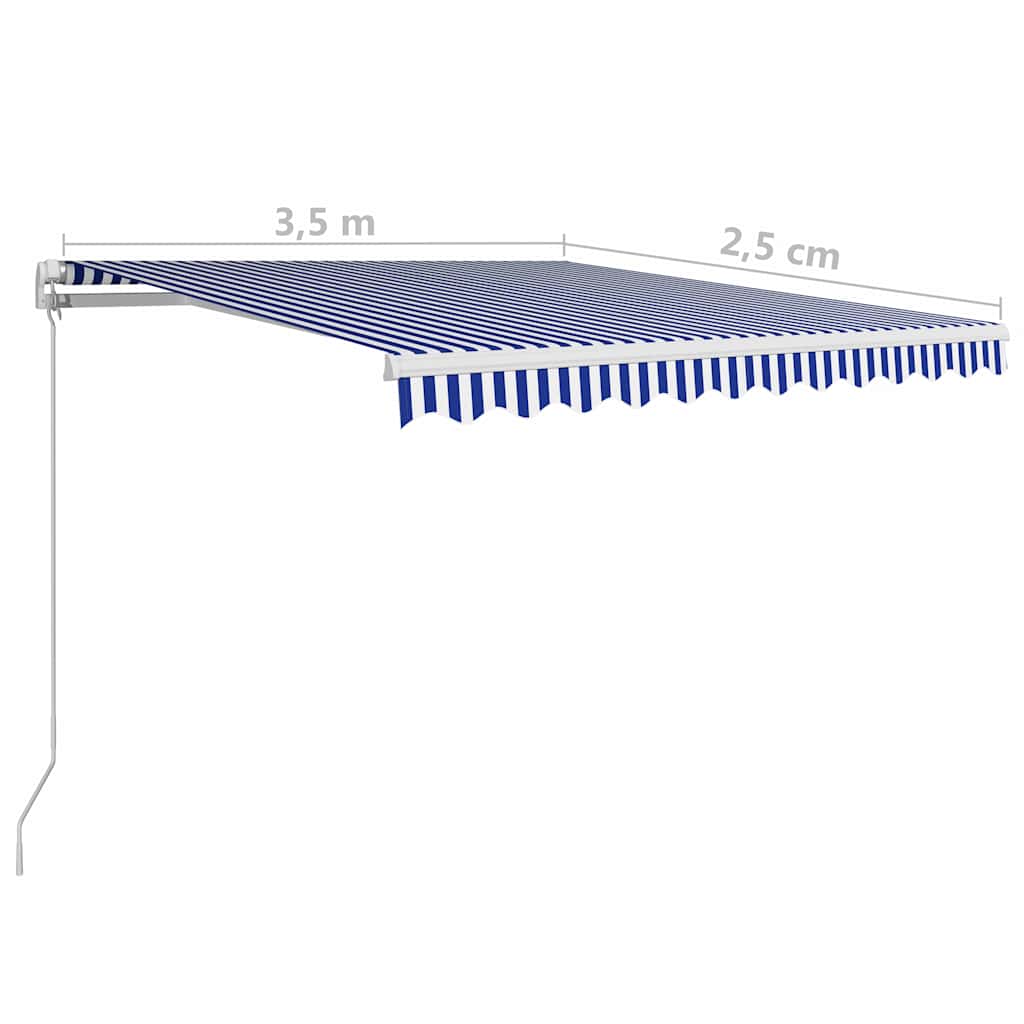 Manual Retractable Awning 350x250 cm Blue and White