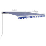 Manual Retractable Awning 350x250 cm Blue and White - Rear View