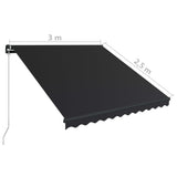 Manual Retractable Awning 300x250 cm Anthracite - Low Angle