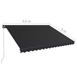 Manual Retractable Awning 450x300 cm Anthracite - Low Angle