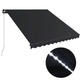 Manual Retractable Awning with LED 350x250 cm Anthracite - Front View
