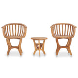 3 Piece Garden Bistro Set Solid Teak Wood - Front View
