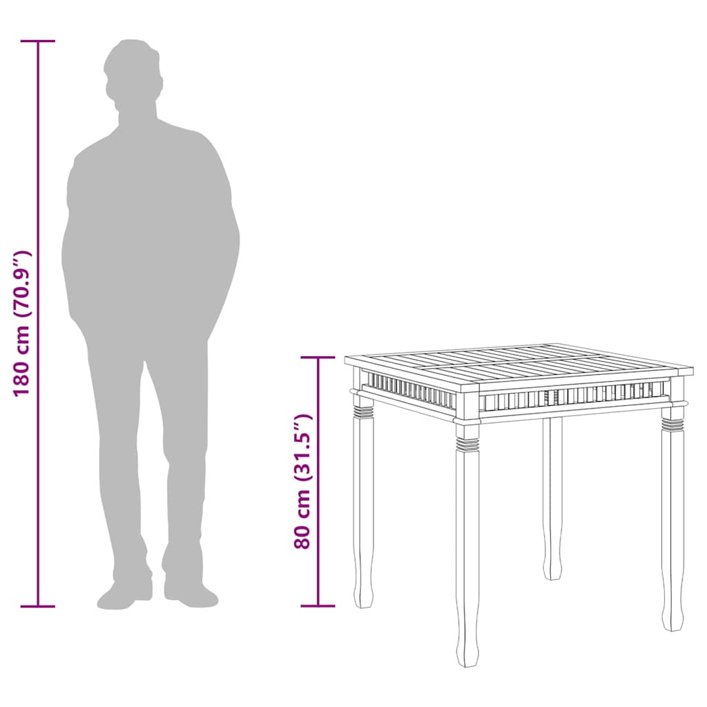 Garden Dining Table 80x80x80 cm Solid Teak Wood
