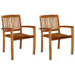 Stacking Garden Dining Chairs 2 pcs Solid Teak Wood