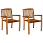 Stacking Garden Dining Chairs 2 pcs Solid Teak Wood