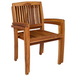 Stacking Garden Dining Chairs 2 pcs Solid Teak Wood