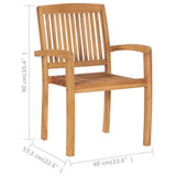 Stacking Garden Dining Chairs 2 pcs Solid Teak Wood - Rear View