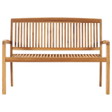 2-Seater Stacking Garden Bench 128.5 cm Solid Teak Wood - Front View