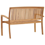 2-Seater Stacking Garden Bench 120 cm Solid Teak Wood
