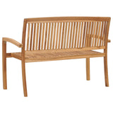 2-Seater Stacking Garden Bench 128.5 cm Solid Teak Wood - Top-Down View