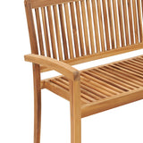 2-Seater Stacking Garden Bench 128.5 cm Solid Teak Wood - 45-Degree Angle