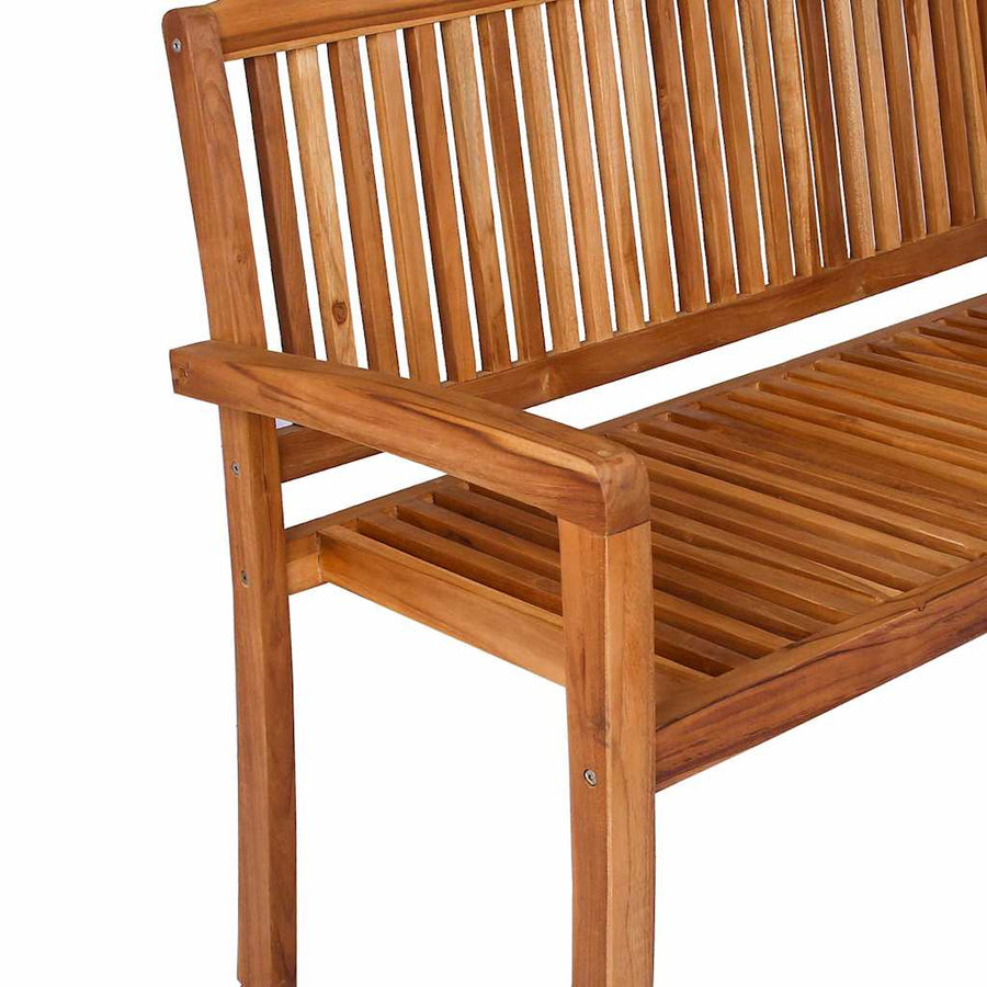 2-Seater Stacking Garden Bench 120 cm Solid Teak Wood