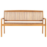 3-Seater Stacking Garden Bench 159 cm Solid Teak Wood - Front View