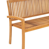 3-Seater Stacking Garden Bench 159 cm Solid Teak Wood - 45-Degree Angle