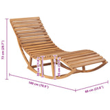 Rocking Sunlounger Solid Teak Wood - Close-Up Angle