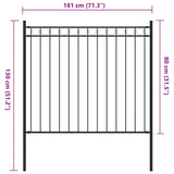 Garden Fence Steel 1.81x0.8 m Black - Top-Down View