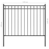 Garden Fence Steel 1.81x1.2 m Black - Top-Down View