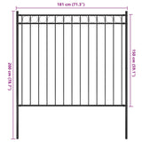 Garden Fence Steel 1.81x1.5 m Black - Top-Down View