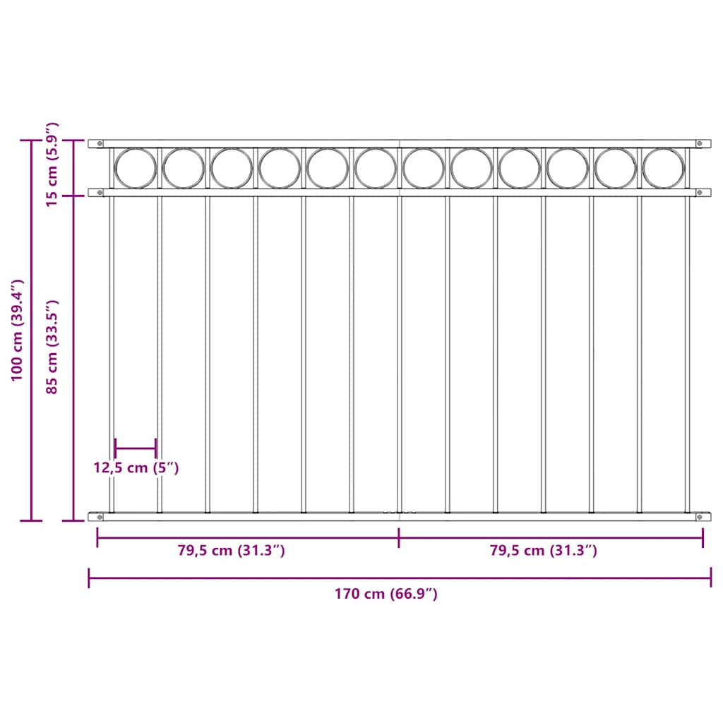 Fence Panel ASSEN Steel 1.7x1 m Black