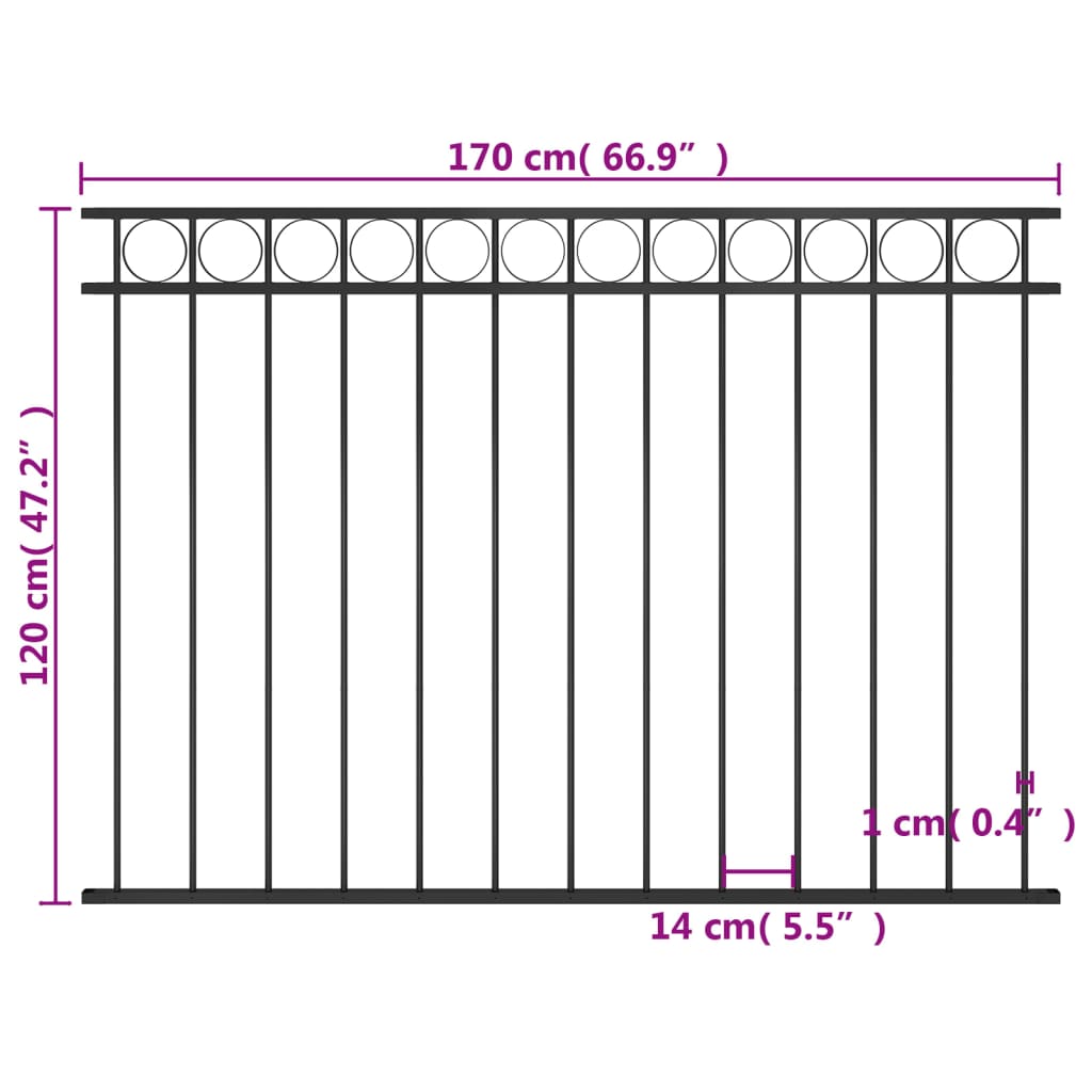Fence Panel Steel 1.7x1.2 m Black