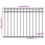 Fence Panel Steel 1.7x1.2 m Black - Top-Down View