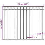 Fence Panel Steel 1.7x1.5 m Black - Top-Down View