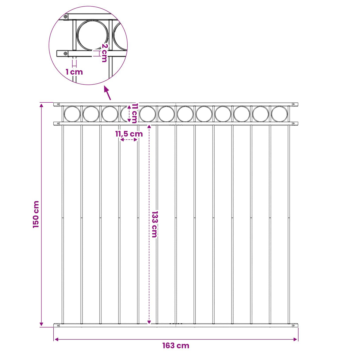 Fence Panel "Assen" Steel 163x150 cm Black
