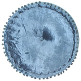 Round Pouffe Velvet 40x20 cm Blue - Front View