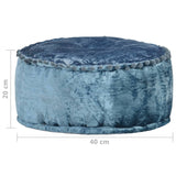 Round Pouffe Velvet 40x20 cm Blue - Top-Down View