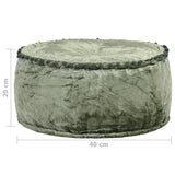Round Pouffe Velvet 40x20 cm Green - Top-Down View