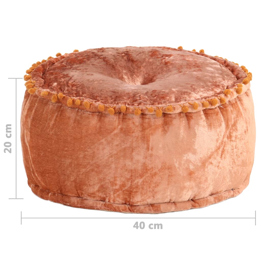 Round Pouffe Velvet 40x20 cm Rust