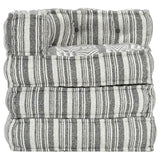 Modular Pouffe Grey Stripe Fabric - Front View