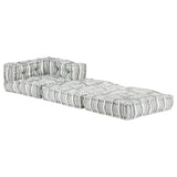 Modular Pouffe Grey Stripe Fabric - Side View