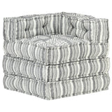 Modular Pouffe Grey Stripe Fabric
