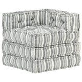 Modular Pouffe Grey Stripe Fabric - Low Angle