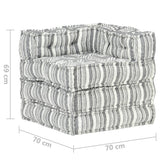 Modular Pouffe Grey Stripe Fabric