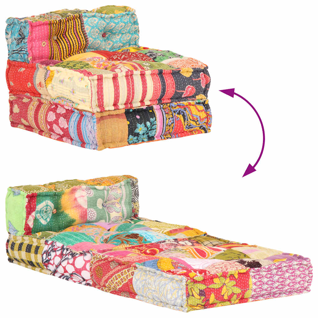 Modular Pouffe Patchwork Fabric