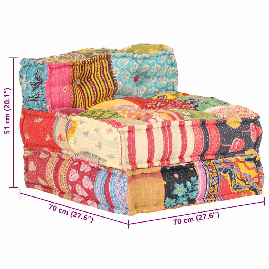 Modular Pouffe Patchwork Fabric