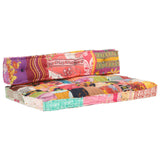 Pallet Sofa Cushion Multicolour Fabric Patchwork - Low Angle