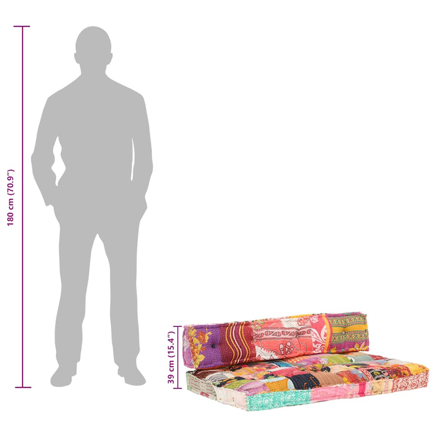 Pallet Sofa Cushion Multicolour Fabric Patchwork