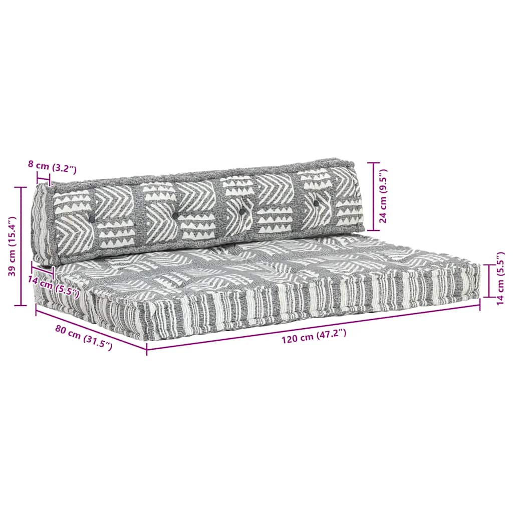 Pallet Sofa Cushion Grey Fabric Patchwork